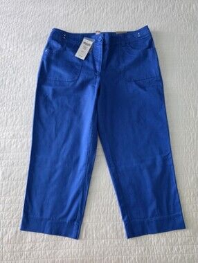 Chicos Size 0 Bright Blue Capri Cropped Pants NWT